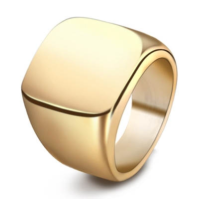 316L Men Gold Plated Finger Ring Geometric Silver Steel Ring Powder Coating