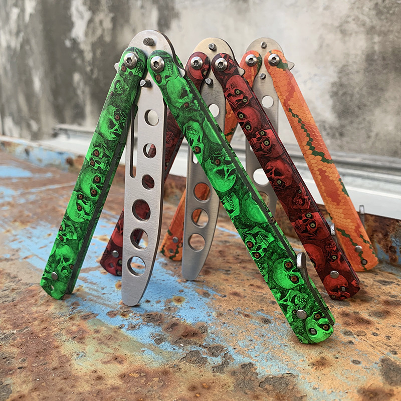 440 Stainless Steel Dull Blade Practice Butterfly Knife EDC Outdoor Camping Knives