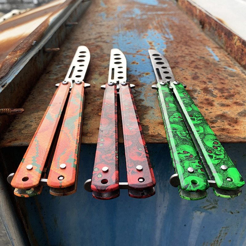 440 Stainless Steel Dull Blade Practice Butterfly Knife EDC Outdoor Camping Knives