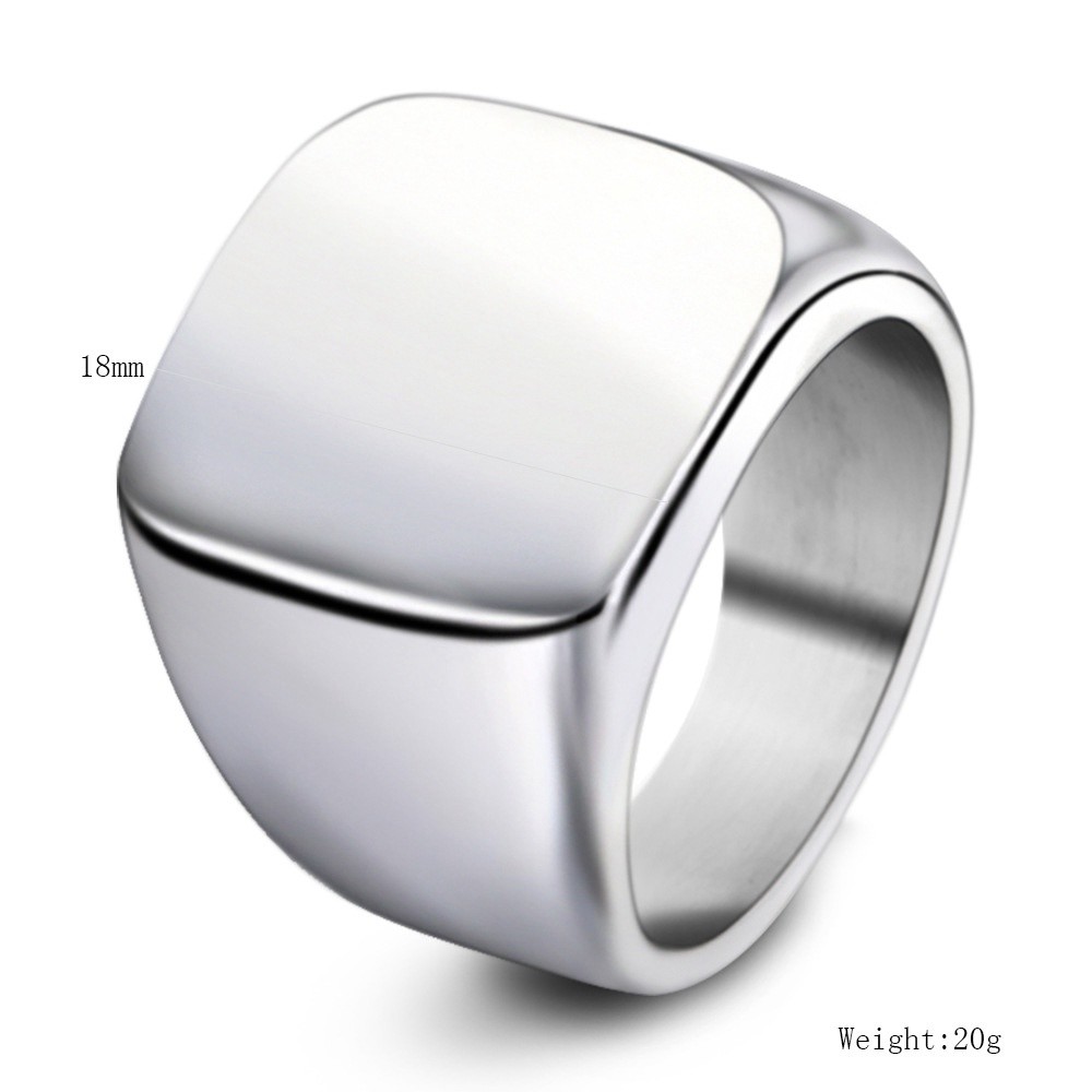 316L Men Gold Plated Finger Ring Geometric Silver Steel Ring Powder Coating