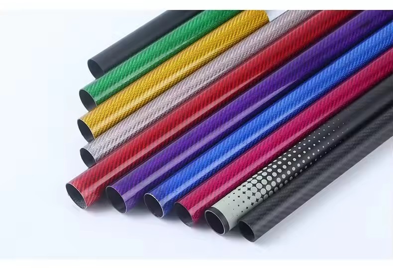 Wholesale 3k Dark Blue Carbon Fiber Tube Customize Carbon Fibre Tube Pipe with color
